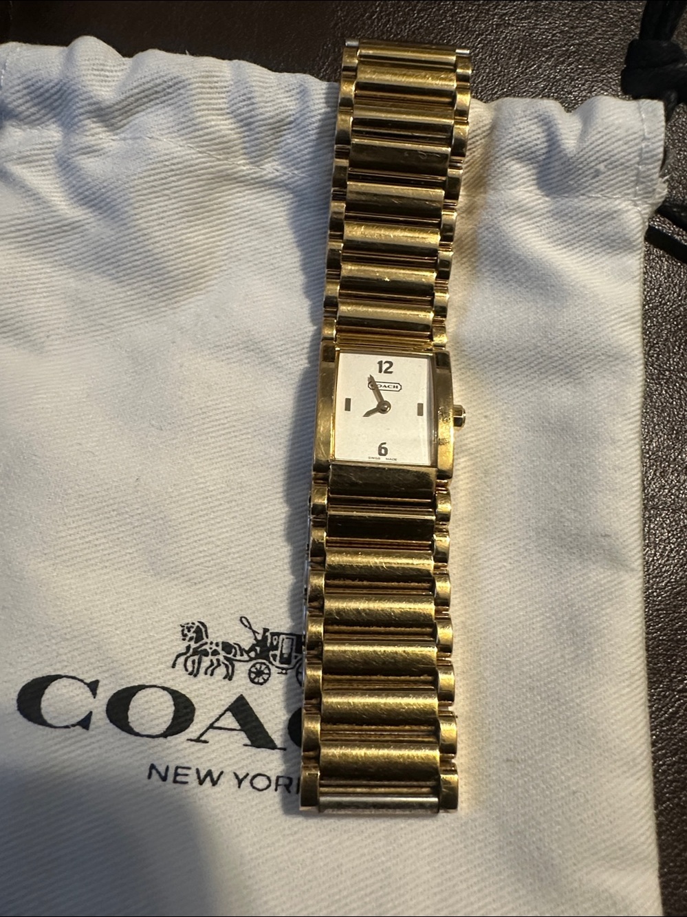 Coach Gold-Tone Rectangular Bracelet Watch - Picture 4 of 4